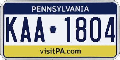 PA license plate KAA1804