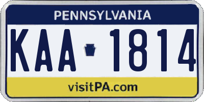 PA license plate KAA1814