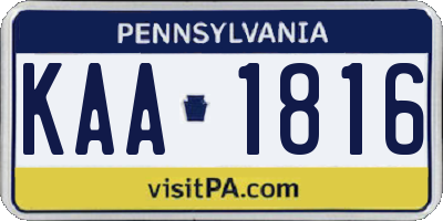 PA license plate KAA1816