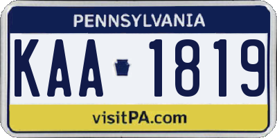 PA license plate KAA1819