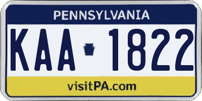 PA license plate KAA1822