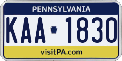 PA license plate KAA1830