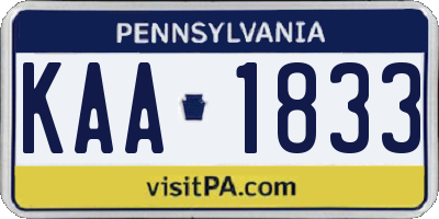 PA license plate KAA1833