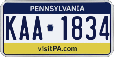 PA license plate KAA1834