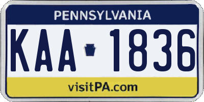 PA license plate KAA1836