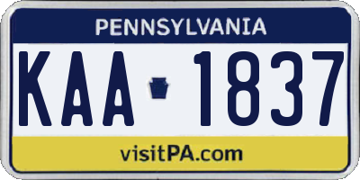 PA license plate KAA1837