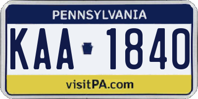 PA license plate KAA1840