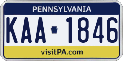 PA license plate KAA1846