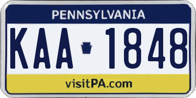 PA license plate KAA1848