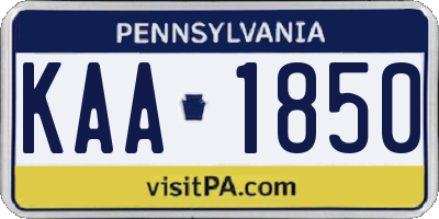 PA license plate KAA1850