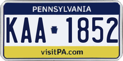 PA license plate KAA1852