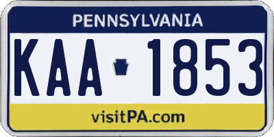 PA license plate KAA1853