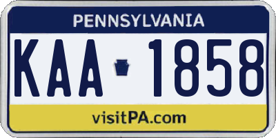 PA license plate KAA1858