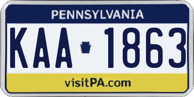 PA license plate KAA1863