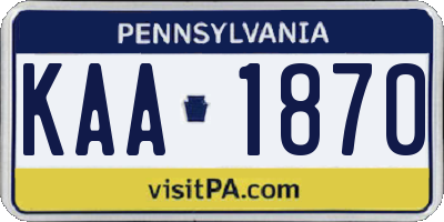 PA license plate KAA1870
