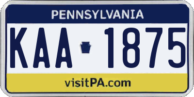 PA license plate KAA1875