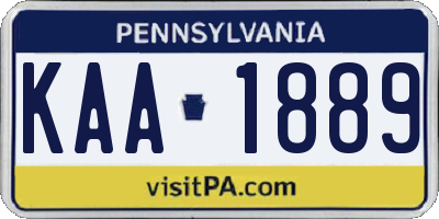 PA license plate KAA1889