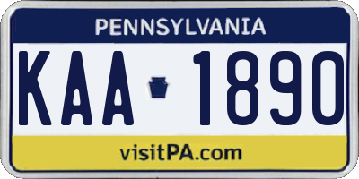 PA license plate KAA1890