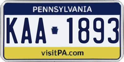 PA license plate KAA1893
