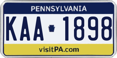 PA license plate KAA1898