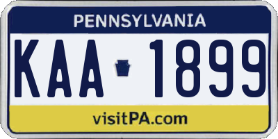 PA license plate KAA1899