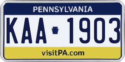 PA license plate KAA1903