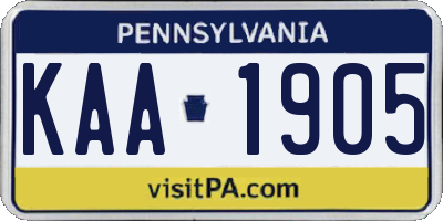 PA license plate KAA1905