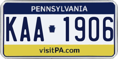 PA license plate KAA1906