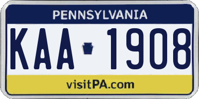 PA license plate KAA1908