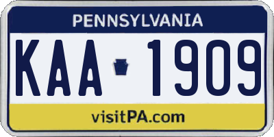 PA license plate KAA1909