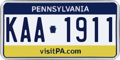 PA license plate KAA1911