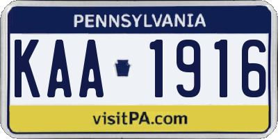 PA license plate KAA1916