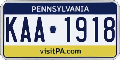 PA license plate KAA1918
