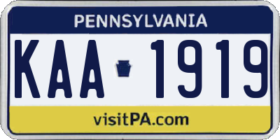 PA license plate KAA1919