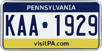 PA license plate KAA1929