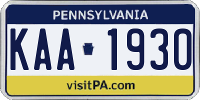 PA license plate KAA1930