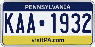 PA license plate KAA1932