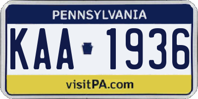 PA license plate KAA1936