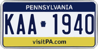 PA license plate KAA1940