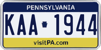 PA license plate KAA1944