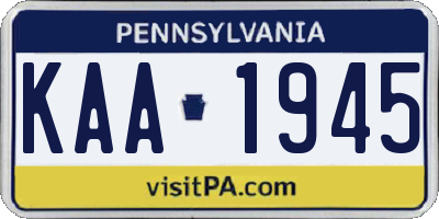 PA license plate KAA1945