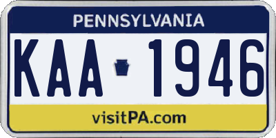 PA license plate KAA1946