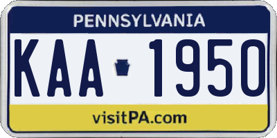 PA license plate KAA1950