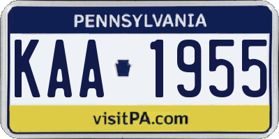 PA license plate KAA1955
