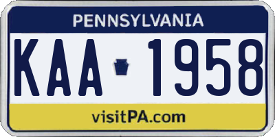 PA license plate KAA1958
