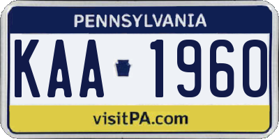 PA license plate KAA1960