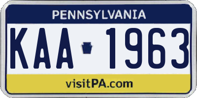 PA license plate KAA1963