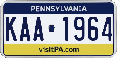 PA license plate KAA1964