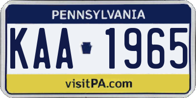 PA license plate KAA1965