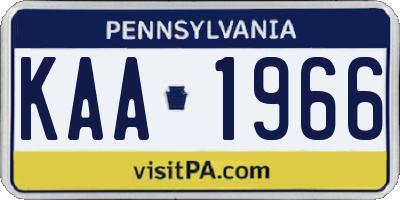 PA license plate KAA1966